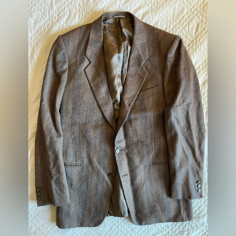 MANI by GIORGIO ARMANI Made in Italy Vintage Textured Stripe Wool Jacket 42 L‎
